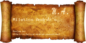 Miletics András névjegykártya